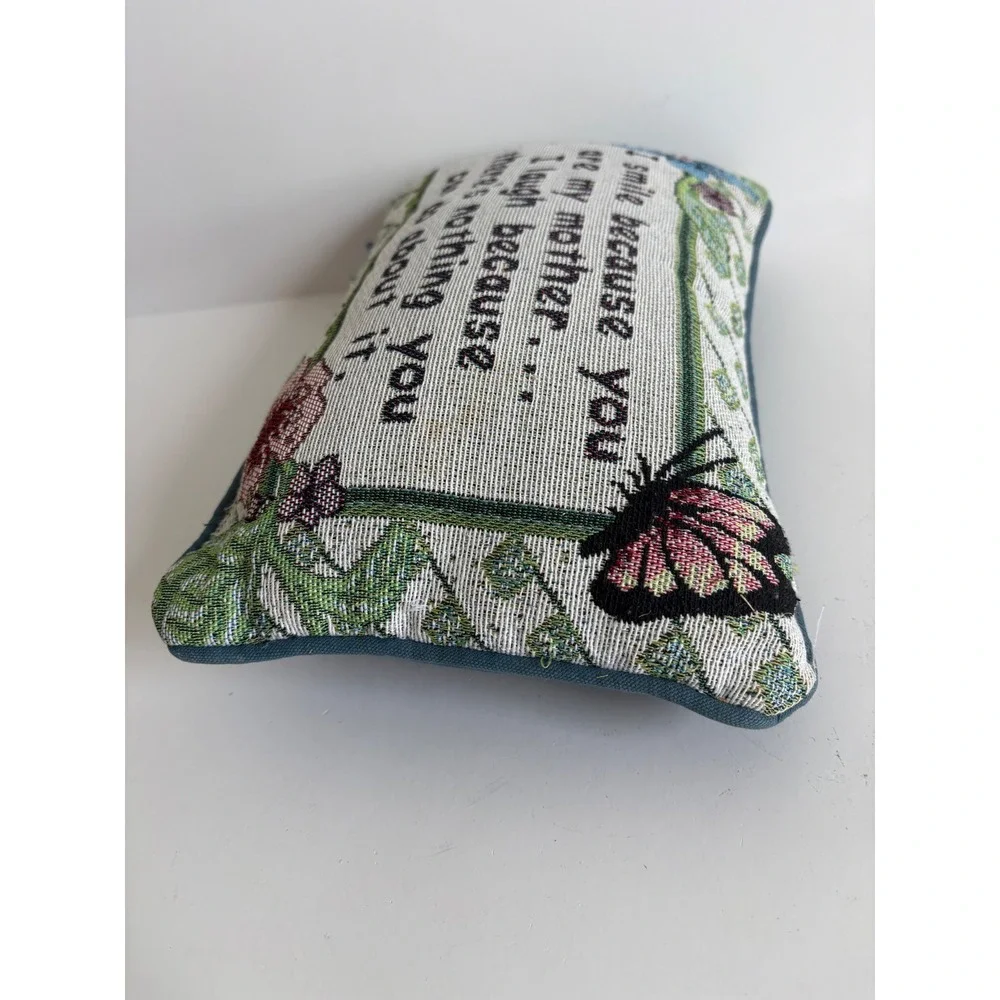 Vintage Style Woven Tapestry Funny Mother Quote Mini Throw Pillow Floral 12x8